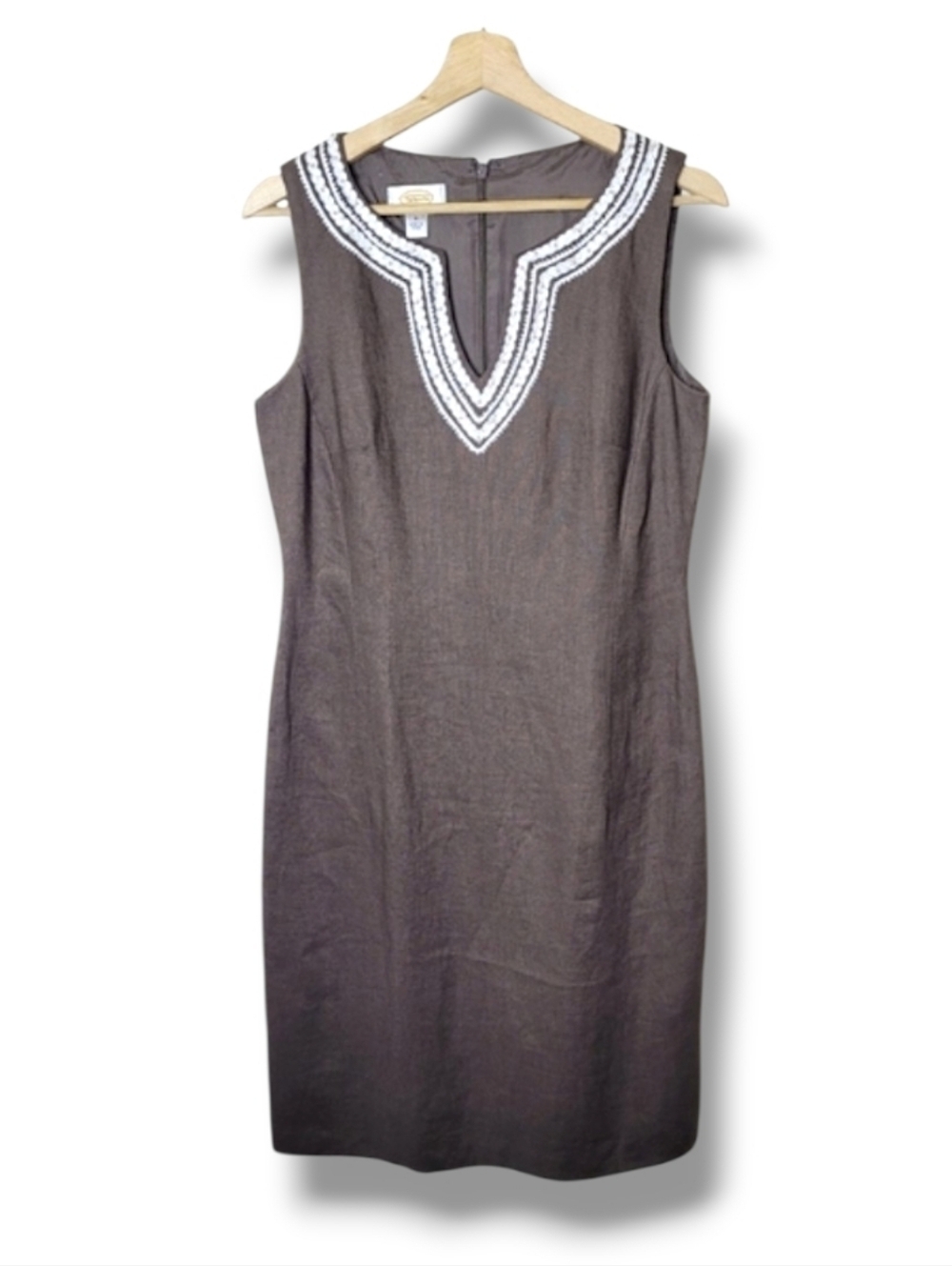Talbots Linen Embroidered Sheath Dress - Picture 2 of 10